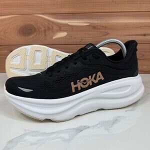 Hoka One One Bondi 9 Running Shoes Black Rose Gold 1162012 BRGL Women's size 10B
